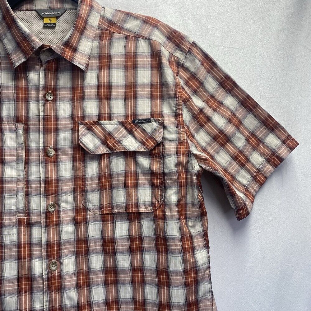 Eddie Bauer Plaid Collared Button-Up Short Sleeve Shirt Men Medium Multicolor - Picture 14 of 16